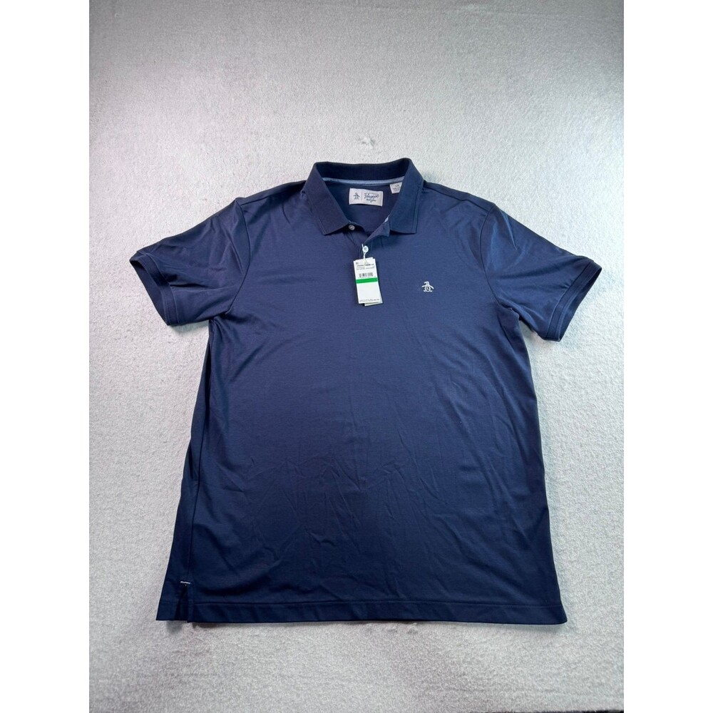 NWT Original Penguin Men's Dark Sapphire Pima Cotton Polo Shirt Size L/G Classic
